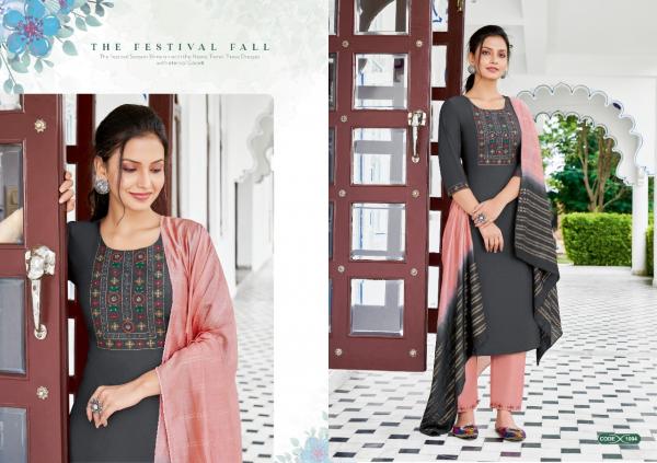 Jinesh Nx Nazrana Fancy Chinon Kurti With Bottom Dupatta Collection